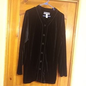 Amanda Smith black velvet jacket/button down shirt